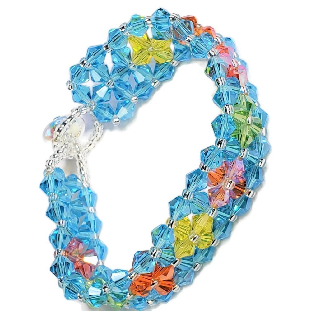 Preciosa Crystal Bicone Bracelet Blue Multi Color View 5